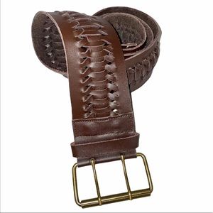 Nikki Jaggs Genuine Leather Woven Brown Belt OS